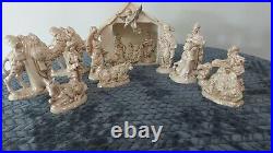 17 Piece Very Rare Vintage Pearly Opalescence Large Size Nativity Set WithManger