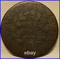 1801 Draped Bust Large Cent S-218 R5+ Very Rare 3 Error Reverse
