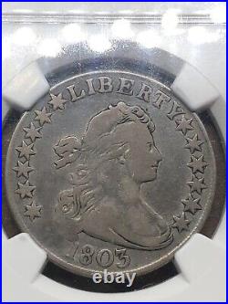 1803 50¢ Capped Bust Half Dollar Large 3 Variety NGC F-15! Looks VF! Very Rare