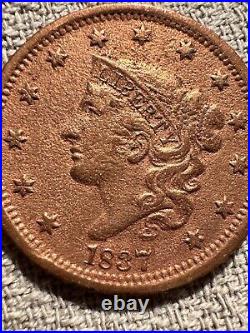 1837 Red Large Cent Head Of 1838. Very Fine. See Photos KM# 45 Rare Coin