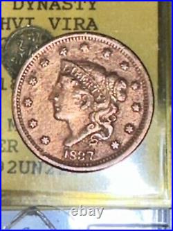1837 Red Large Cent Head Of 1838. Very Fine. See Photos KM# 45 Rare Coin
