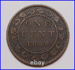 1858 Large Cent F-VF Very RARE Date 1st Queen Victoria KEY 1st Year Canada Penny