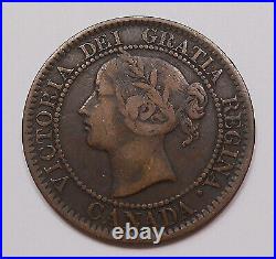 1858 Large Cent F-VF Very RARE Date 1st Queen Victoria KEY 1st Year Canada Penny