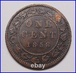 1858 Large Cent F+ Very RARE Date 1st Queen Victoria & KEY 1st Year Canada Penny