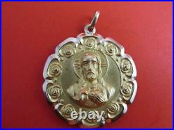 18k Solid Gold Jesus San Juan Los Lagos Medal Very Rare 37mm Large Size Pendant