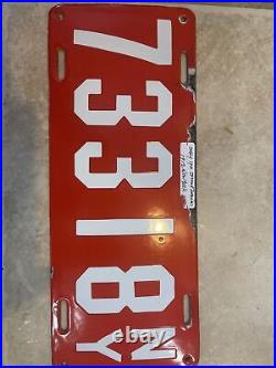 1912 New York PORCELAIN license plate 73318 5 Digits Very Rare Large