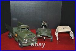 1958 BUDDY L ARMY TRUCK with CANVAS CANOPY WITH MISSILE LAUCHER