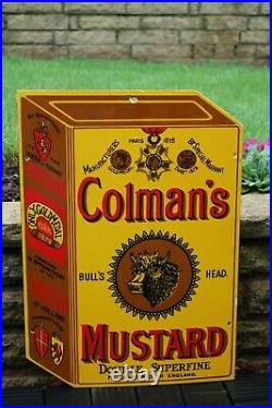 1970s ENAMEL VERY RARE LARGE HEAVY COLMAN'S MUSTARD SIGN by Garnier COLMANS