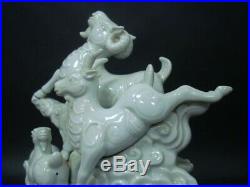 3.2kg Very Rare Large Heavy Old Chinese Three Sheeps Carving Porcelain Statue