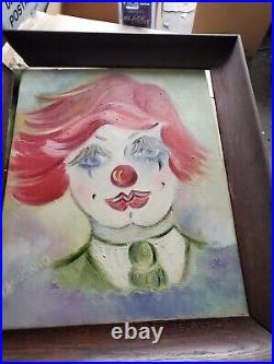 3 PIECE Original LARGE CLOWN PAINTINGS VERY RARE