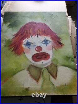 3 PIECE Original LARGE CLOWN PAINTINGS VERY RARE