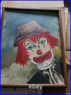 3 PIECE Original LARGE CLOWN PAINTINGS VERY RARE