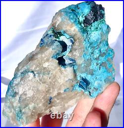 435gms Very Rare Large Shattuckite in Quartz with Malachite + Velvet, Namibia