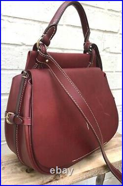 $650 New Dooney & Bourke Very Rare Stefania Wine Red Leather Double Side Bag