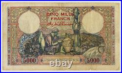 ALGERIA 1942 ISSUE 5000 FRANCS VERY RARE LARGE SIZE BANKNOTE. PICK#90a