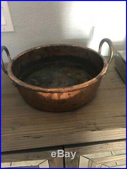 ANTIQUE RUSTIC HAND-HAMMERED LARGE COPPER Pot Very Heavy RARE