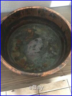 ANTIQUE RUSTIC HAND-HAMMERED LARGE COPPER Pot Very Heavy RARE