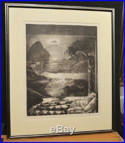 A very rare original pencil signed lithograph by George Bellows, large, framed