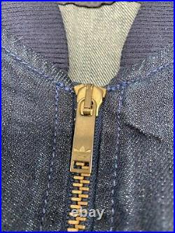 Adidas X Diesel Zip Denim Jacket L Dark Blue Gold Trefoil 3 StripesVERY RARE