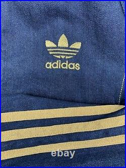 Adidas X Diesel Zip Denim Jacket L Dark Blue Gold Trefoil 3 StripesVERY RARE
