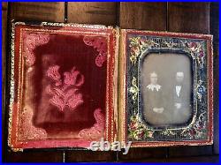Amazing Large (7.5) Daguerreotype in Beautiful & Very Rare Mother of Pearl Case