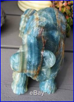 Amazing, Very Rare, Very Large, Hand Carved BLUE ONYX MOM & BABY GRIZZLY BEARS