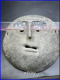 Ancient Central Asian Greco-Bactrian Very Rare Large Stone Mask Animal Craving