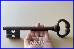 Antique 1600-1700s Very Rare Large French Hand Wrought Key, Church Castle, 1foot