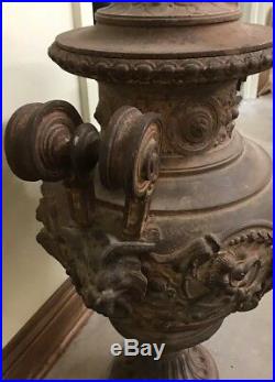 Antique (1900s) Very Large Rare Estate Cast Iron Lidded Garden Urn / Statue