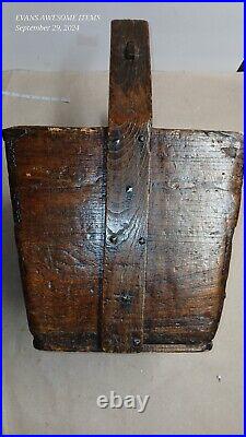 Antique Large Chinese Rustic Wood Grain Basket Bucket? Very Rare