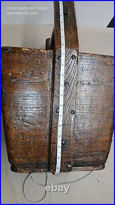 Antique Large Chinese Rustic Wood Grain Basket Bucket? Very Rare