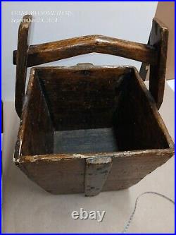 Antique Large Chinese Rustic Wood Grain Basket Bucket? Very Rare