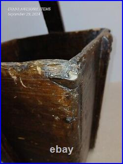 Antique Large Chinese Rustic Wood Grain Basket Bucket? Very Rare