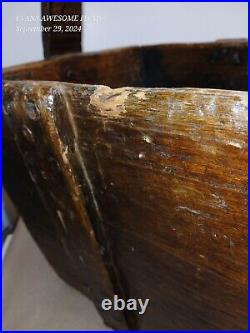 Antique Large Chinese Rustic Wood Grain Basket Bucket? Very Rare