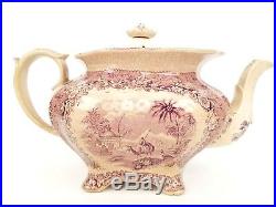 Antique Large Staffordshire Lavender Transferware Teapot circa 1835 VERY RARE