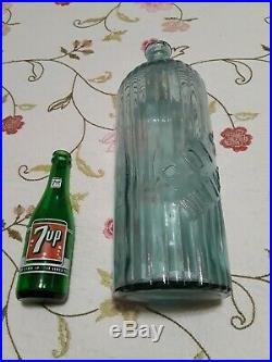 Antique Poison Bottle Aqua Blue Large 14.5 Very Rare Ribbed Vintage Excellent