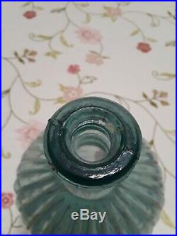 Antique Poison Bottle Aqua Blue Large 14.5 Very Rare Ribbed Vintage Excellent