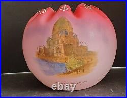 Antique VERY RARE Large Raspberry Chicago Worlds Fair 1893 Crimped Rose Bowl