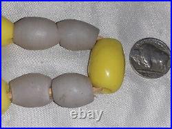 Antique Very Rare Yellow & Grey Dagon Dutch X-Large Trade Beads