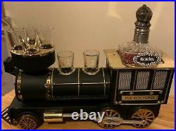 Antique Vintage Train Decanter With Shot Glasses Very Rare And Large In Great Co