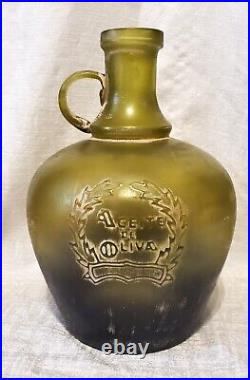 Antique very rare 1800s spanish/mexican olive oil demijohn large green
