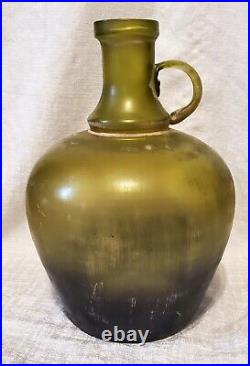 Antique very rare 1800s spanish/mexican olive oil demijohn large green