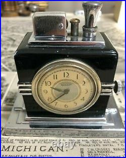 Art Deco Ronson Clock (Large Face) Touch Tip Lighter Figure 190 Very Rare