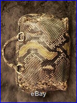 Authentic Prada Bauletto Green Python Effect Tote Bag Very Rare