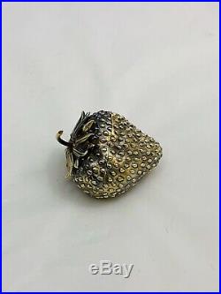Authentic Very Rare Large Tiffany & Co. Sterling Silver Gilt Strawberry Form Box