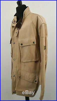 BELSTAFF PANTHER Cream Leather Jacket Size XL UK Large Chest Very Rare