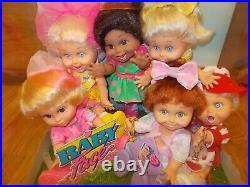 Baby Face Store Display 6 Dolls Galoob 1991 Vtg Fred Meyer Large Case VERY RARE