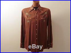 Beautiful Shirt Western Embroidered V Turk Vintage 1930 USA T. Large (Very Rare)