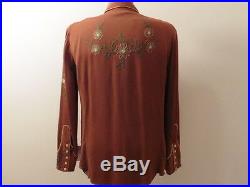 Beautiful Shirt Western Embroidered V Turk Vintage 1930 USA T. Large (Very Rare)
