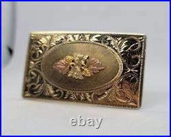 Beautiful Very Rare Large Vintage Lazy K Belt Buckle 14K Black Hills Gold Trim